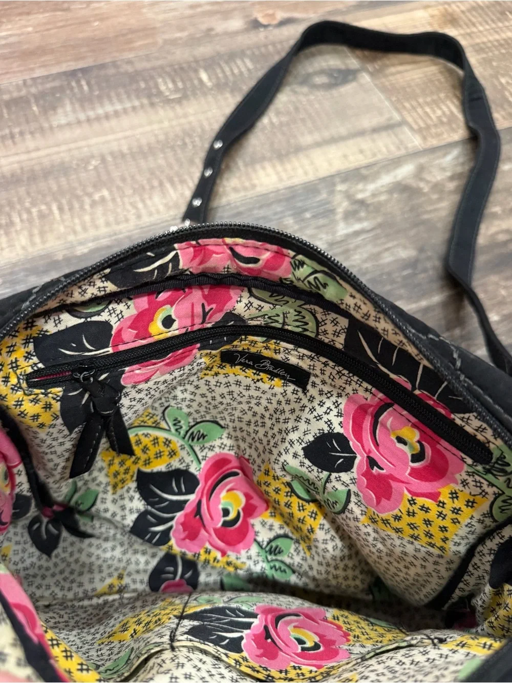 Vera Bradley Black Quilted Crossbody Shoulder Bag